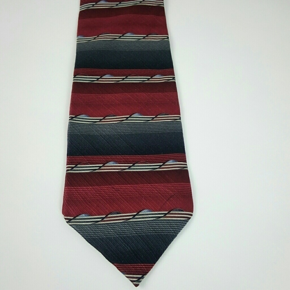 Stafford Red Black White Silk Necktie Geometric